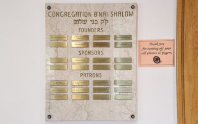 Congregation B’nai Shalom, Founders Plaque