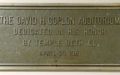 Coplon, Temple Beth El, David H. Coplon Plaque