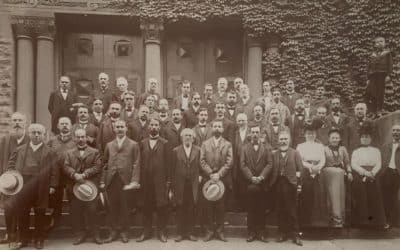 Members of Temple Beth Zion outside 599 Delaware Avenue, c.1890s