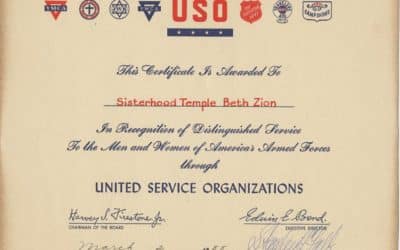 Recognition of USO Service rendered by the Sisterhood, 1955