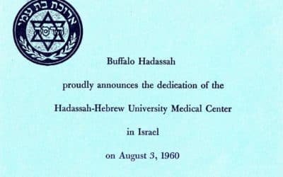Dedication notice of the opening of Hadassah Hospital in Israel, 1960