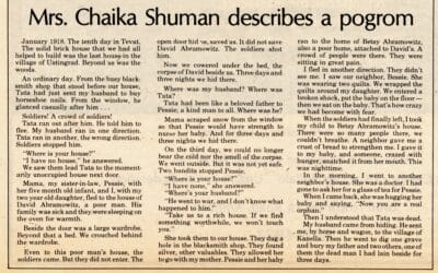 Mrs. Chaika Shuman describes a Pogrom