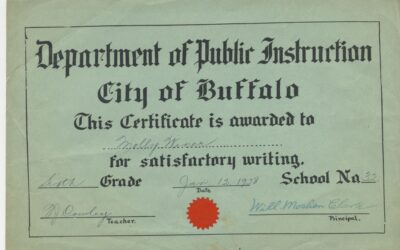 Satisfactory writing certificate for Molly Winer, PS 32, 1928