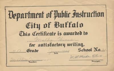 Writing certificate for Molly Winer, PS 32, June 1929.